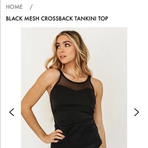 Lime Ricki -BLACK MESH CROSSBACK TANKINI TOP - size medium. BNWT